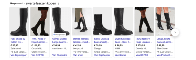 Voorbeeld shopping campagne ads