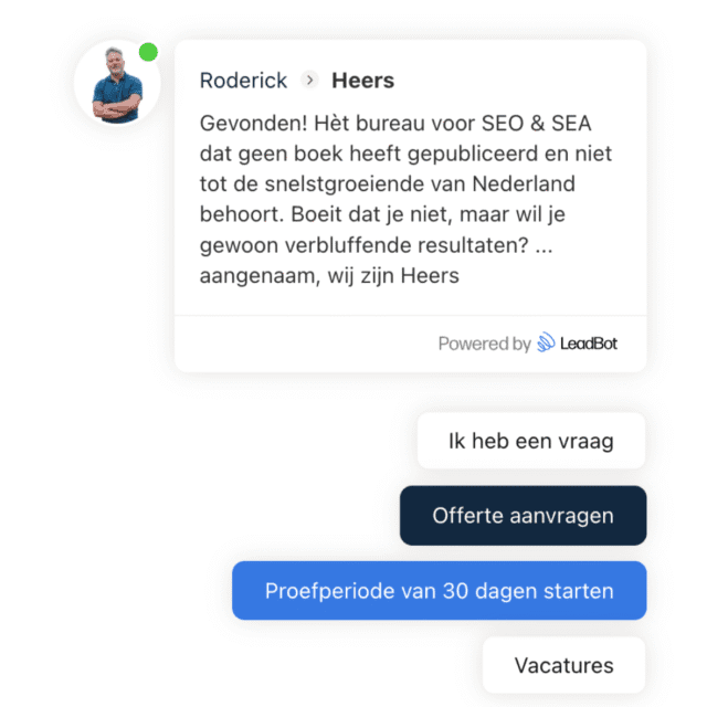 Leadbot voorbeeld Heers.nl